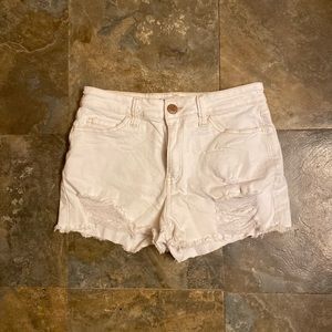SO High Rise Shortie White Denim Shorts Size 9/29
